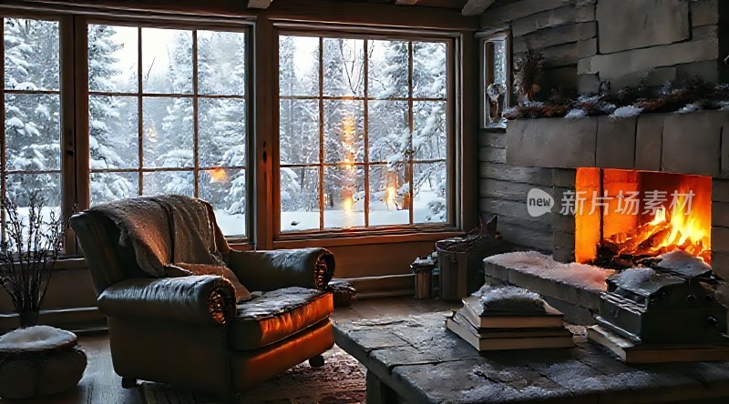 冬日暖炉旁的温馨阅读时光