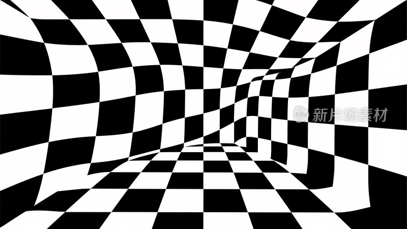黑白方格扭曲空间图案