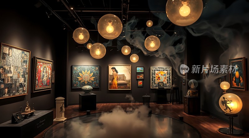 艺术馆之夜光影与艺术的交织