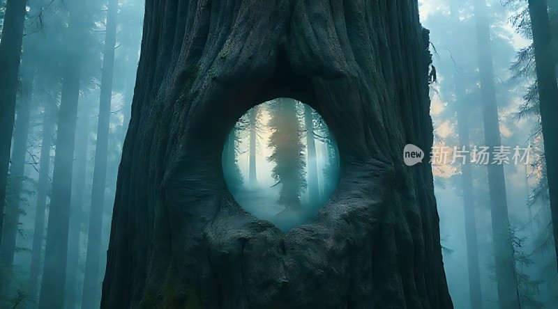 神秘森林中的树洞奇观