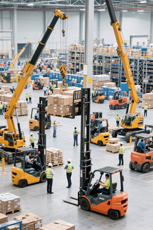 仓库叉车吊装作业场景