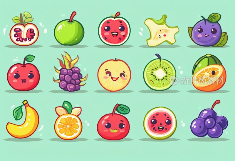 卡通水果图标集