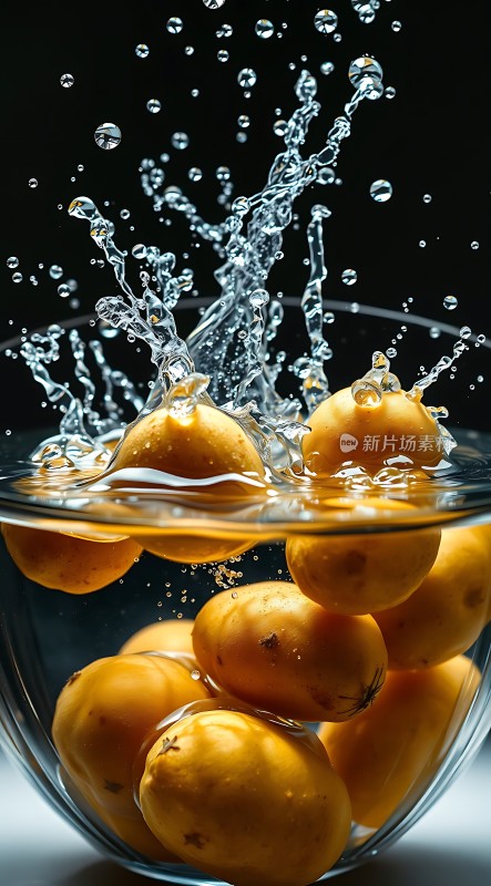 水果入水溅起的水花