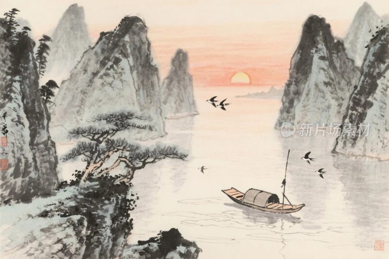 山水水墨风景图