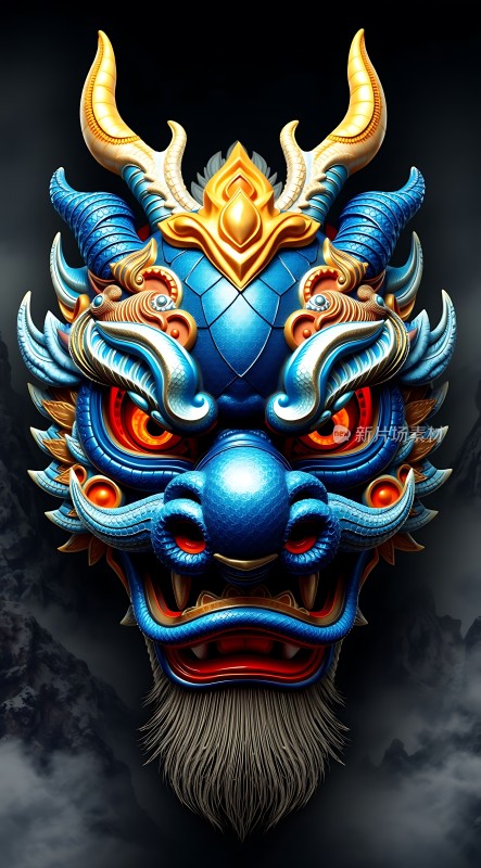 蓝色龙面具