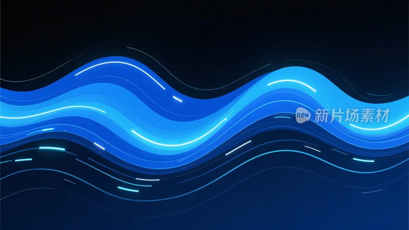 蓝色波浪线条插画