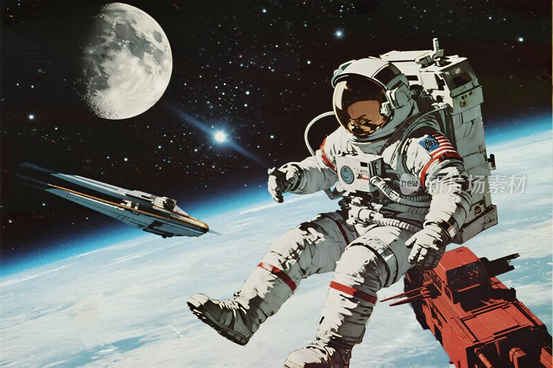 太空宇航员作业场景