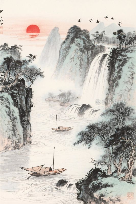 山水水墨风景画