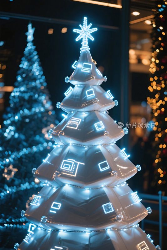节日灯光圣诞树