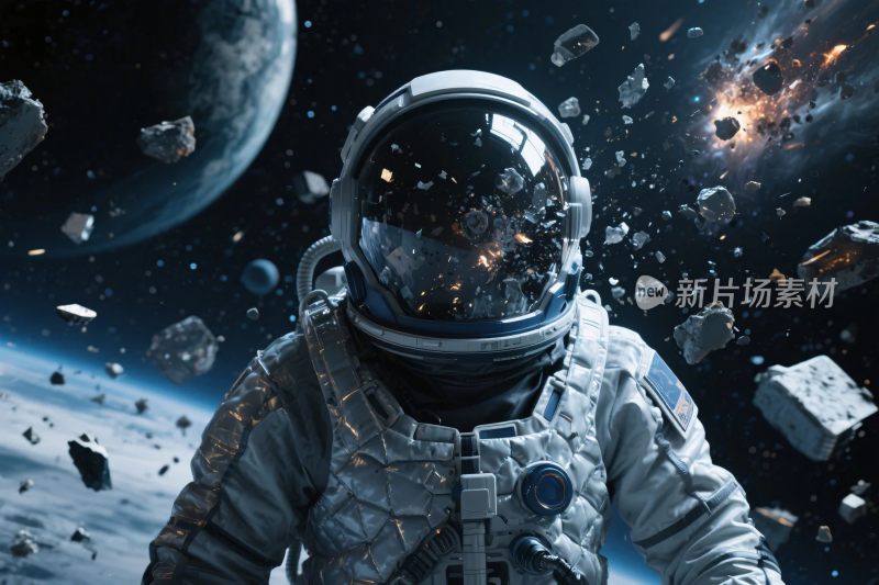 太空宇航员与星空场景