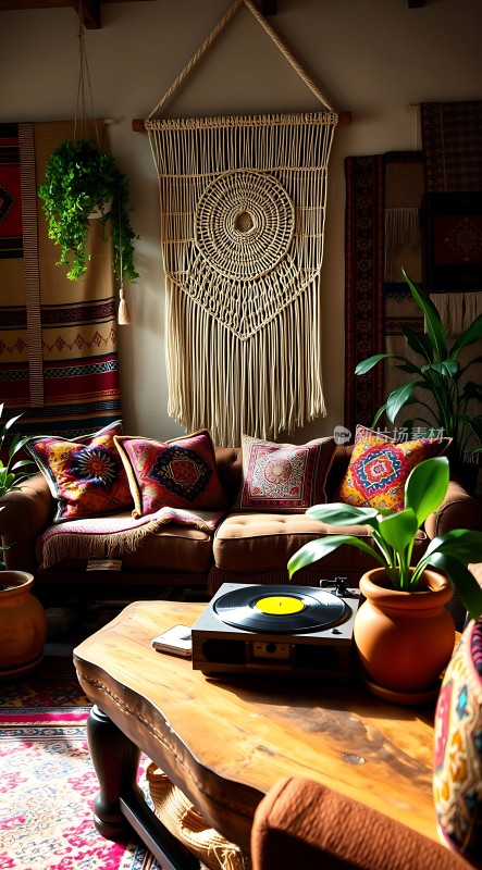 复古客厅温馨舒适绿植环绕音乐相伴