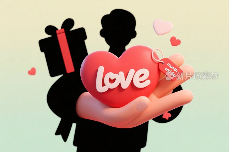 情人节爱心礼盒插画