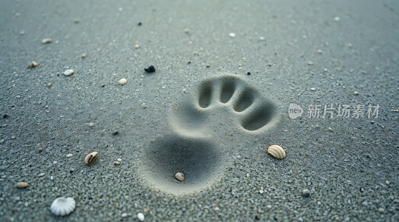 沙滩上的动物脚印