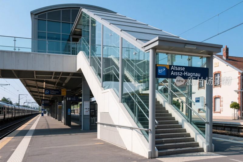 火车站台玻璃楼梯场景