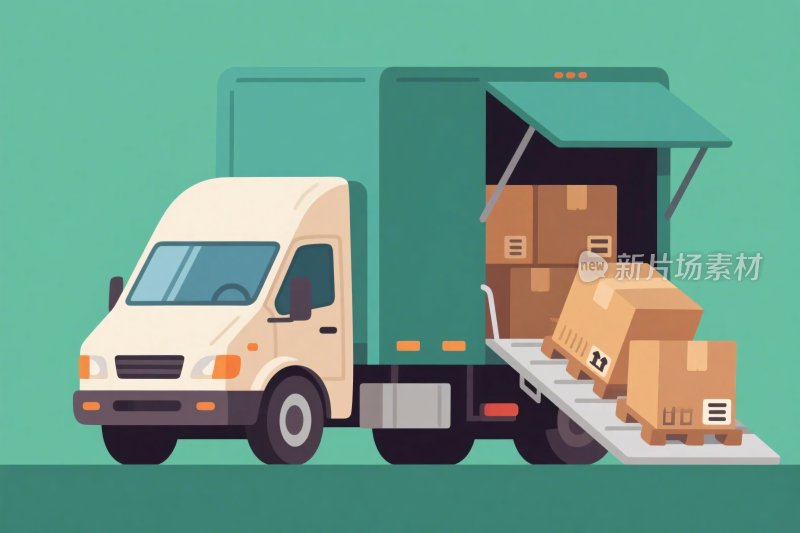 货运卡车装载货物