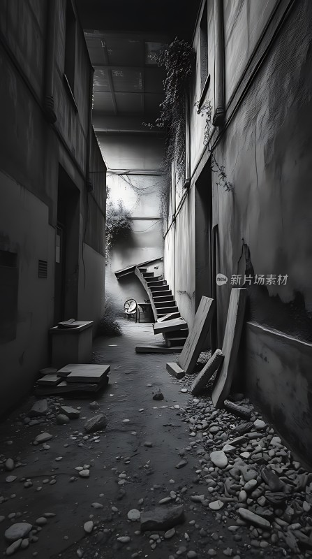 废弃建筑中的神秘楼梯