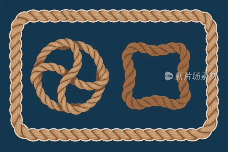 绳结绳框矢量插画