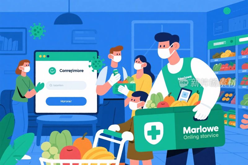 社区物资配送插画