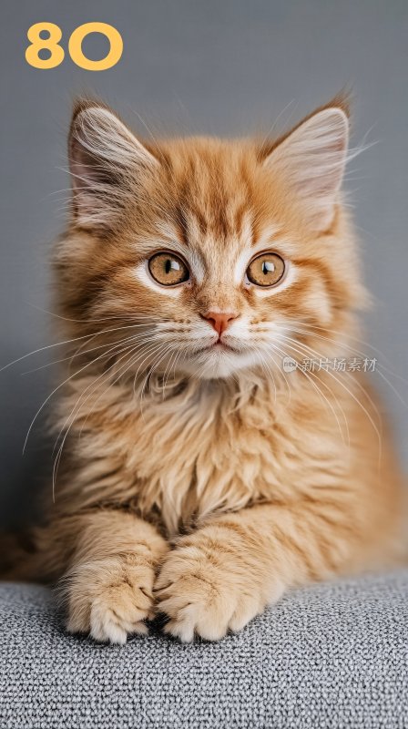 可爱橘色长毛猫特写