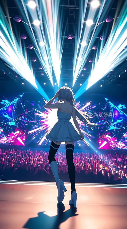 舞台上的少女与观众互动