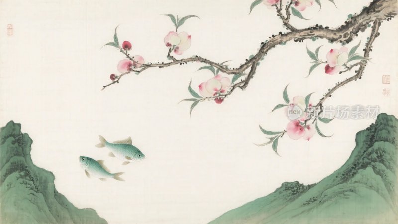 中国传统花鸟水墨画