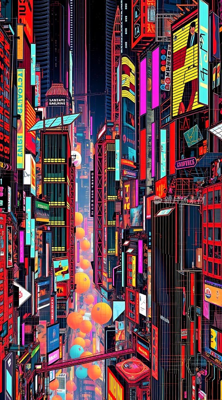 霓虹灯下的未来都市