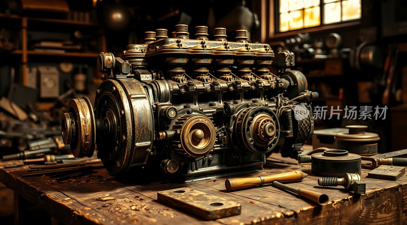 机械之美古老引擎与工具的结合