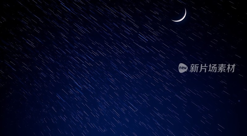 夜空星河新月如钩