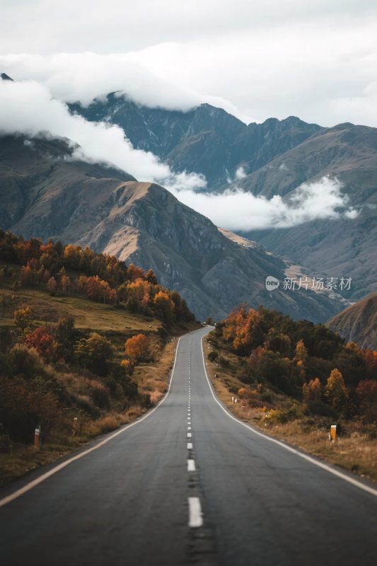 山间公路秋景图