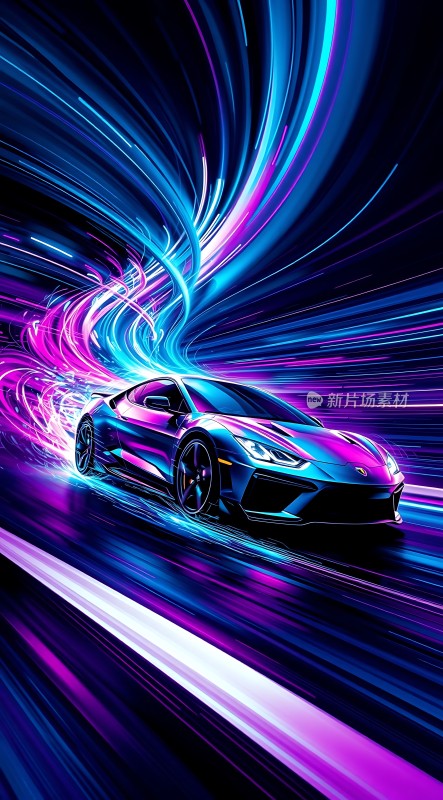 速度与激情紫色跑车疾驰而过