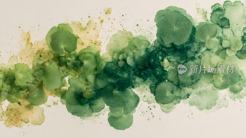绿色水彩墨渍艺术画面