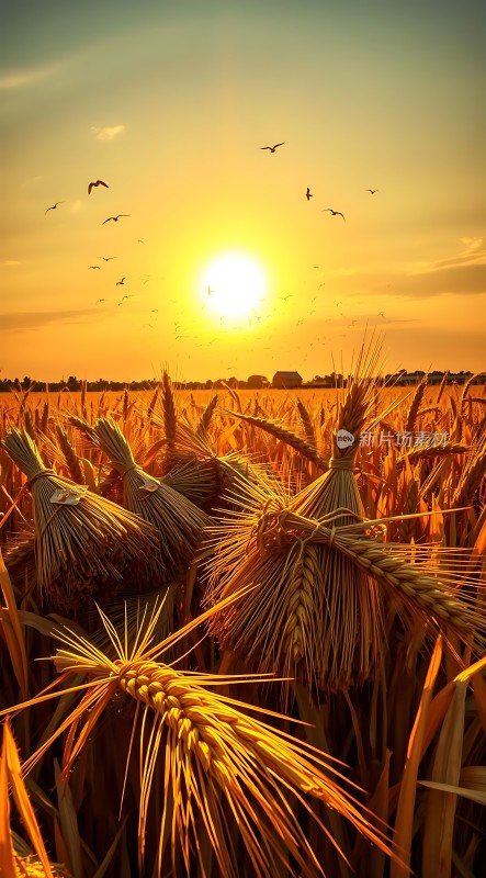 金色麦田日落时分