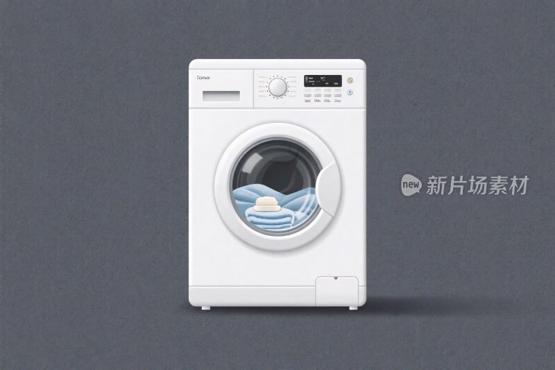 白色滚筒洗衣机插画