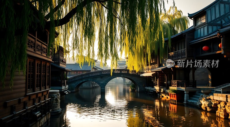 古桥柳影映水乡