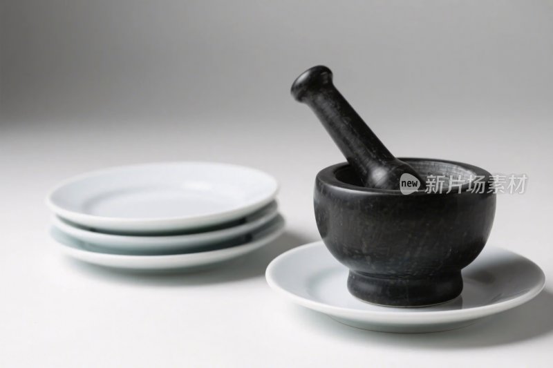 静物布景瓷盘研钵研杵