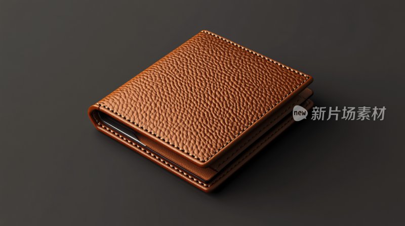 棕色皮革钱包特写