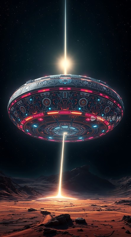 外星飞船降临火星表面