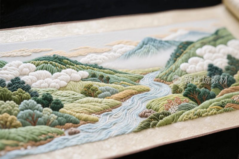 传统织绣山水图