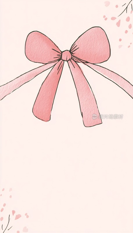 手绘粉色蝴蝶结插画