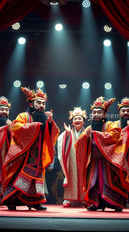 舞台上的华丽服饰与灯光效果