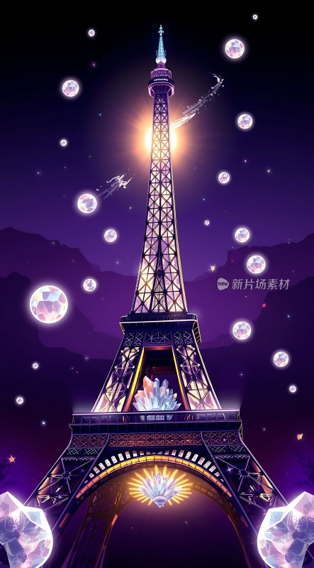 埃菲尔铁塔梦幻夜空