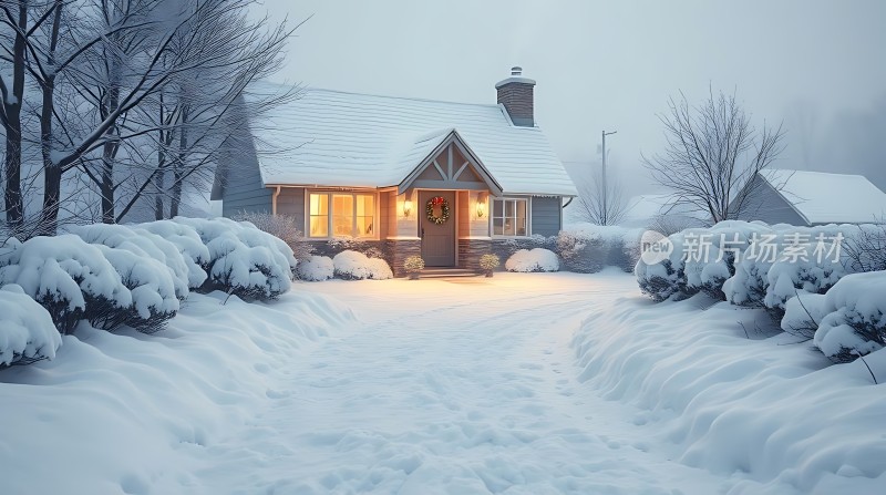 雪夜温馨小屋