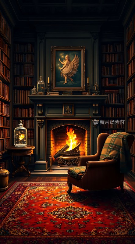 书房里的温暖夜晚