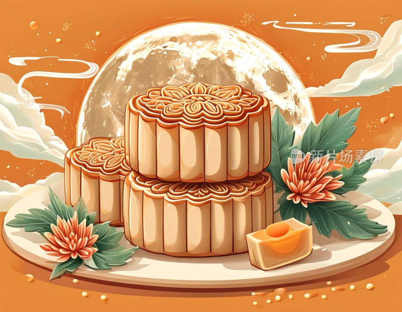 中秋月圆国潮月饼