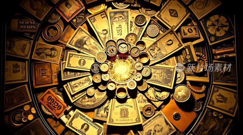 金钱漩涡美元与硬币交织的艺术