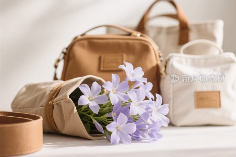 包袋与花卉展示