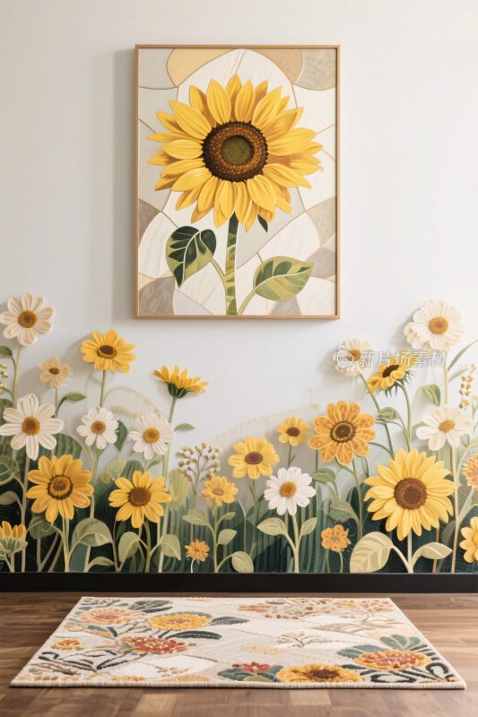 墙面向日葵装饰壁画
