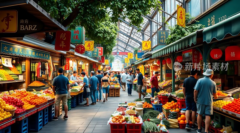 繁华市场琳琅满目热闹非凡