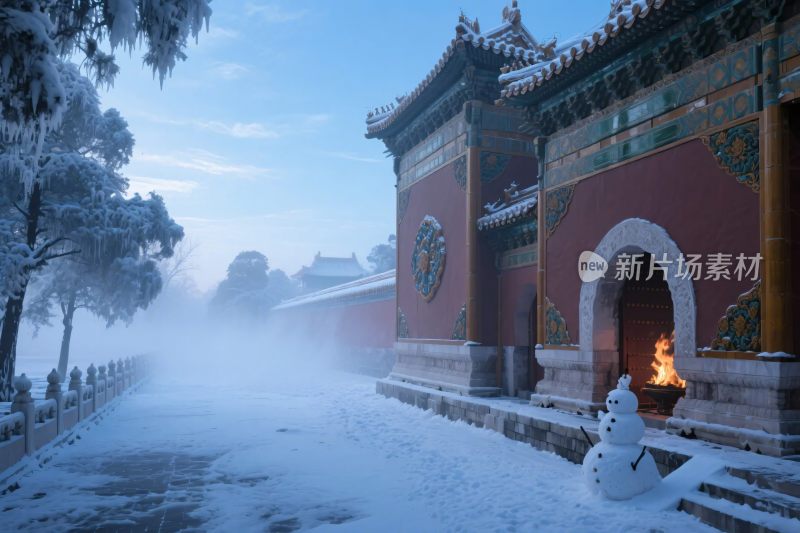 冬季古建雪景图
