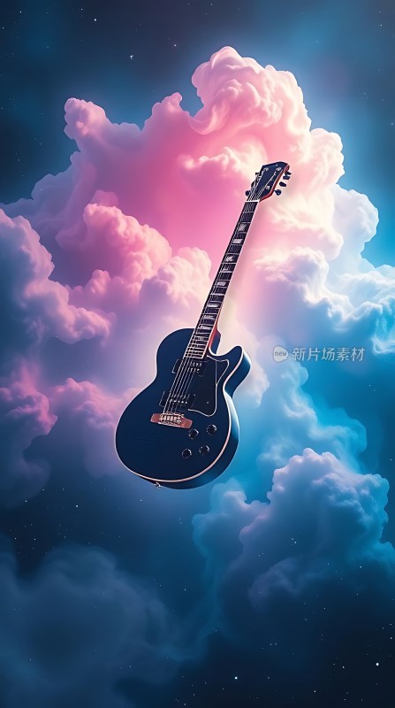 吉他飘浮在云海之间
